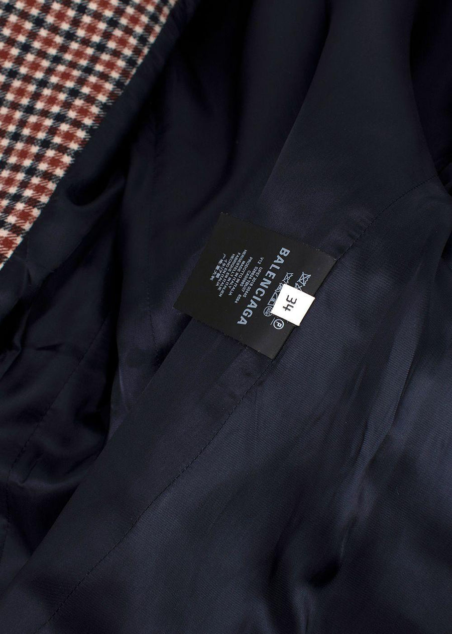 Balenciaga Plaid Single Breasted Wool Blazer