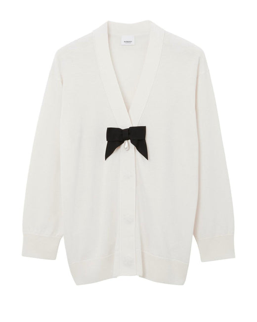 Burberry White Bow and Pearl Detail Cardigan