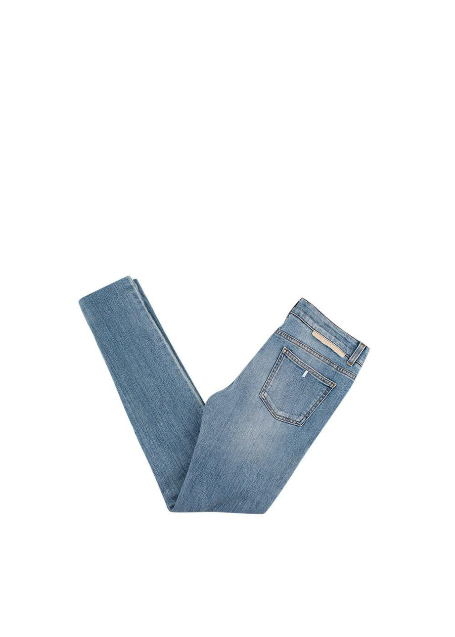Light Blue Frayed Detailed Denim Jeans