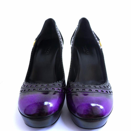 Gucci Barclay Purple Leather Platform Pumps