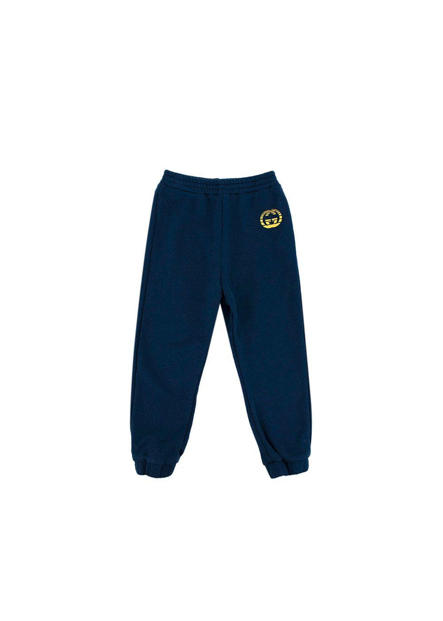 navy cotton jersey logo joggers 3Y