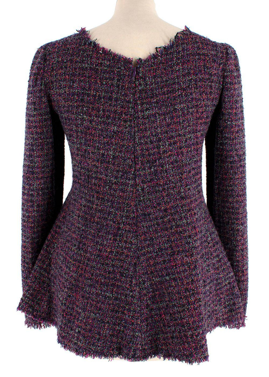 Chanel Purple Tweed Long Sleeve Peplum Top