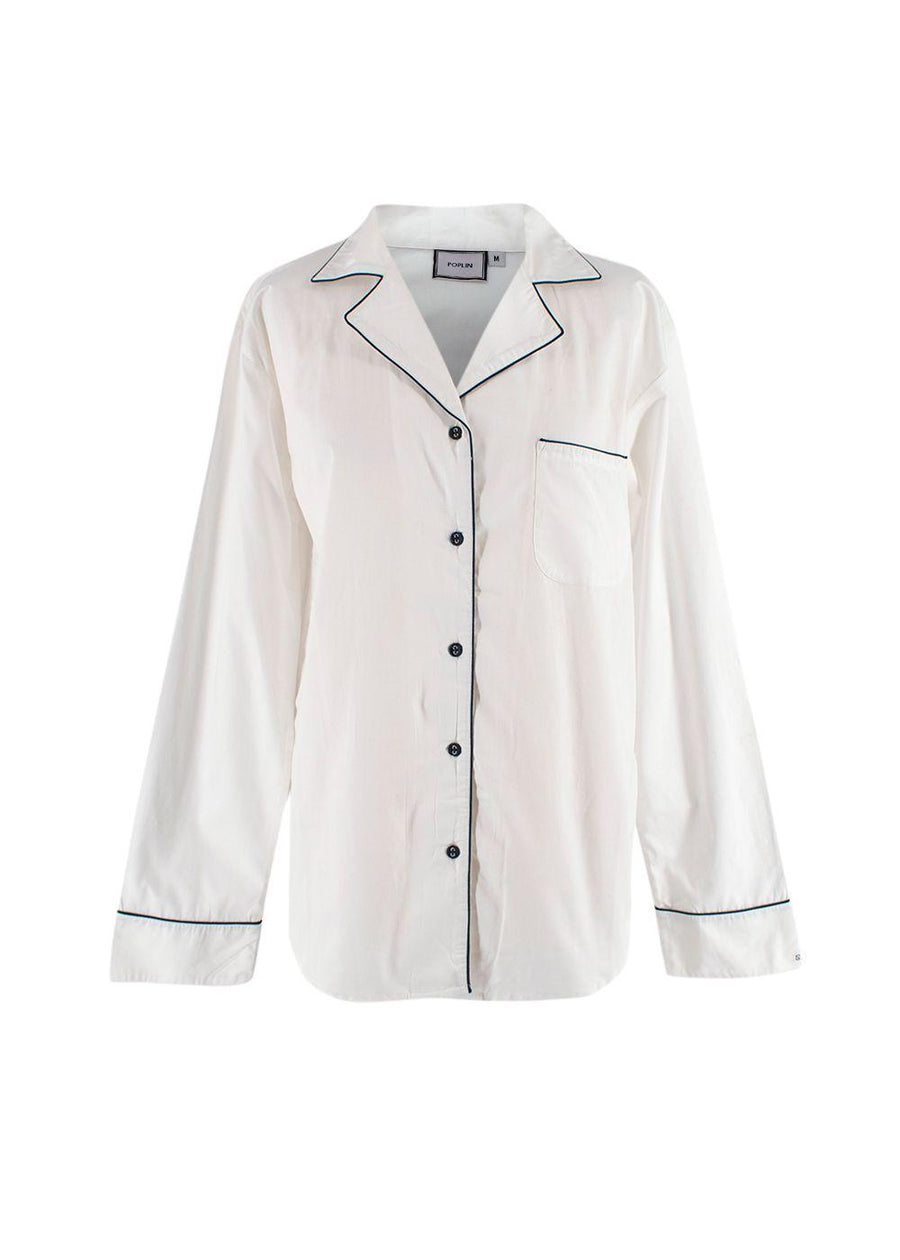 Poplin White Navy Trimmed Shirt
