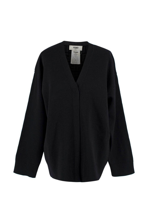 Fendi Black Knit Cardigan with Monogram Interior