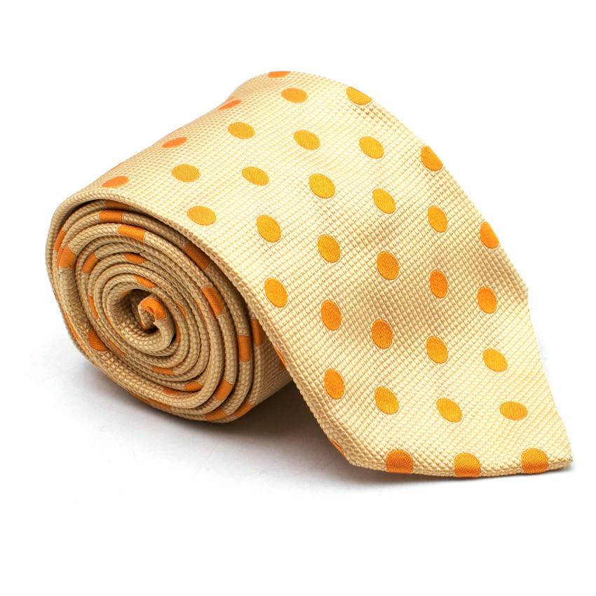 Henry Cottons Yellow Polka-Dot Print Silk Tie