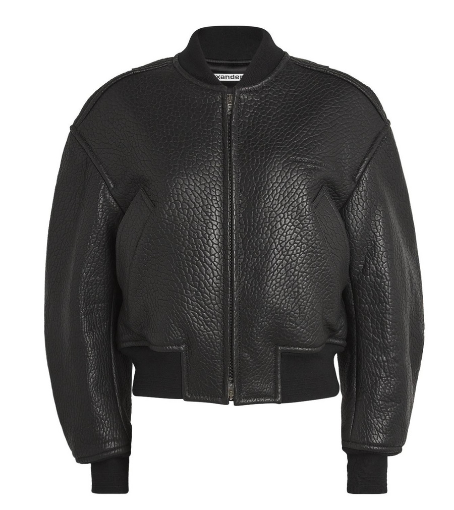 Alexander Wang Lambskin Cropped Bomber Jacket