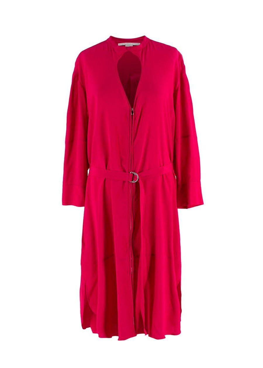 Stella McCartney Pink Belted Silk Midi Dress