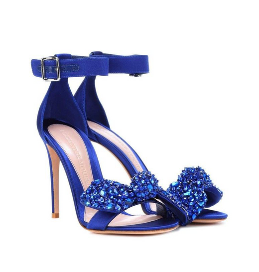 Blue Bow Embroidered Crystal Sandals
