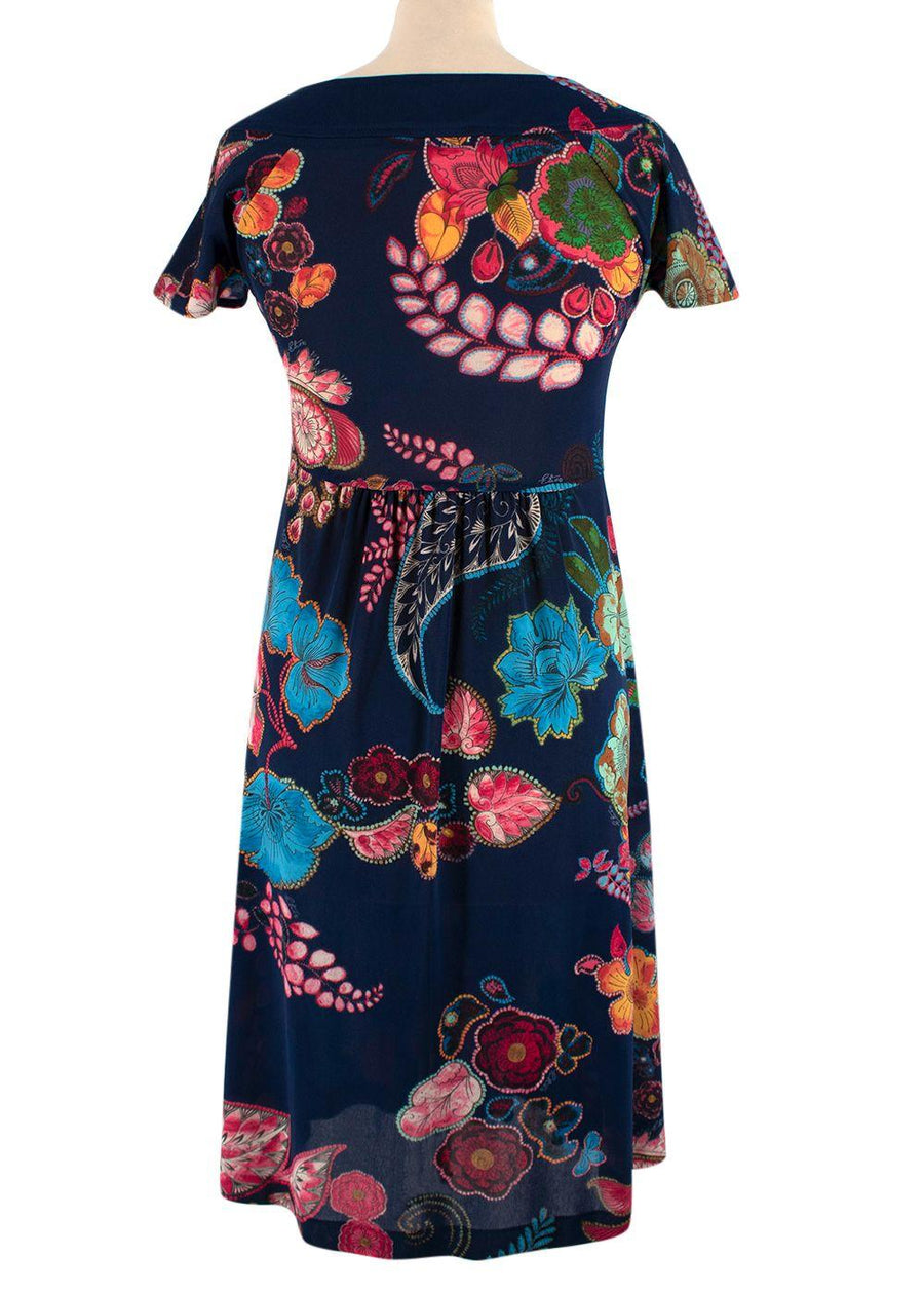Etro Multicoloured Paisley Print Pleated Mini Dress