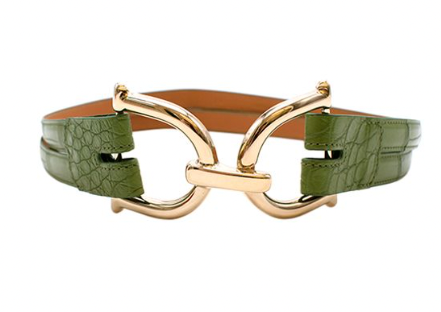 Green Crocodile Waist Belt - Size 75