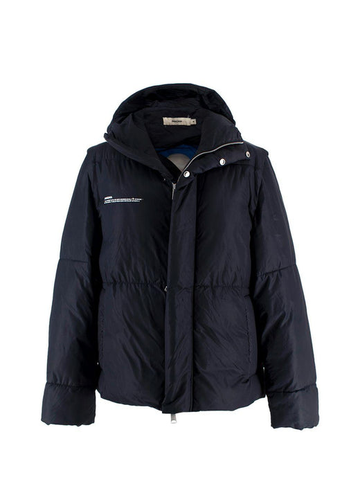 Pangaia Navy Puffer Jacket with Scarf Detail