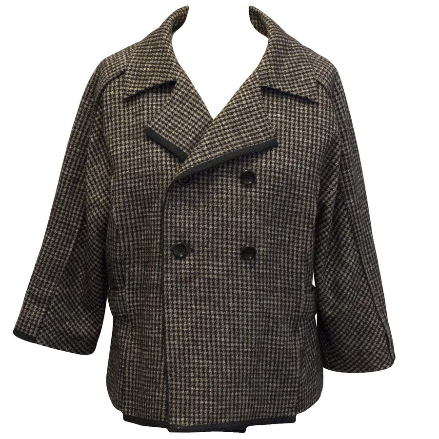 Olivier Strelli Brown Houndstooth Double Breasted Jacket