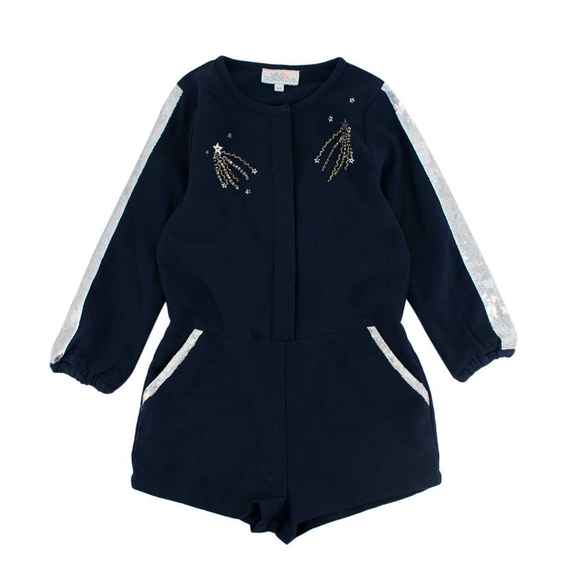 Wild & Gorgeous Navy & Metallic Sequin Romper 4-5Y