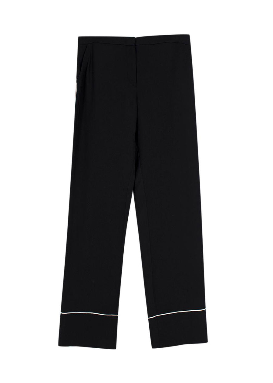 Erdem Black Contrast Piping Silk Tailored Trousers