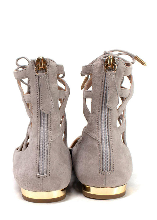 Aquazzura Grey Suede Christy Lace-up Sandals