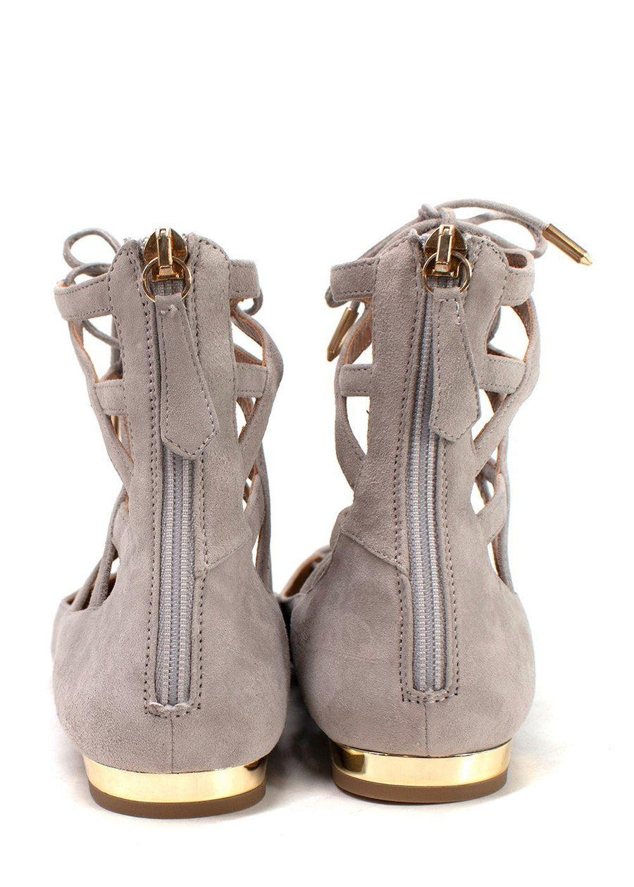 Aquazzura Grey Suede Christy Lace-up Sandals