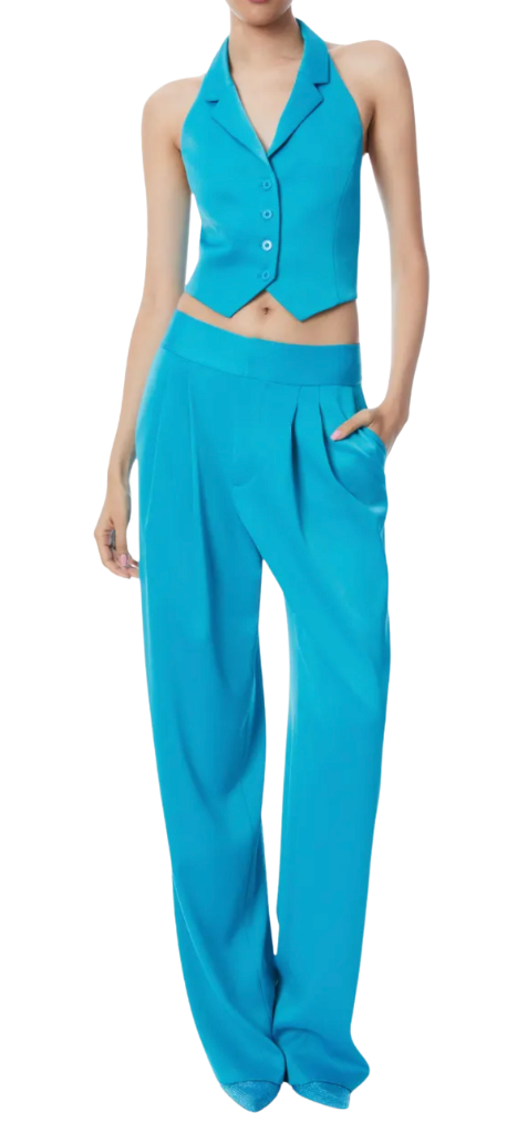 Alice + Olivia Turquoise Backless Waistcoat and Tailored Pant