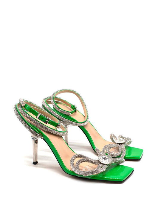 Mach & Mach Green Double Bow Crystal Pumps