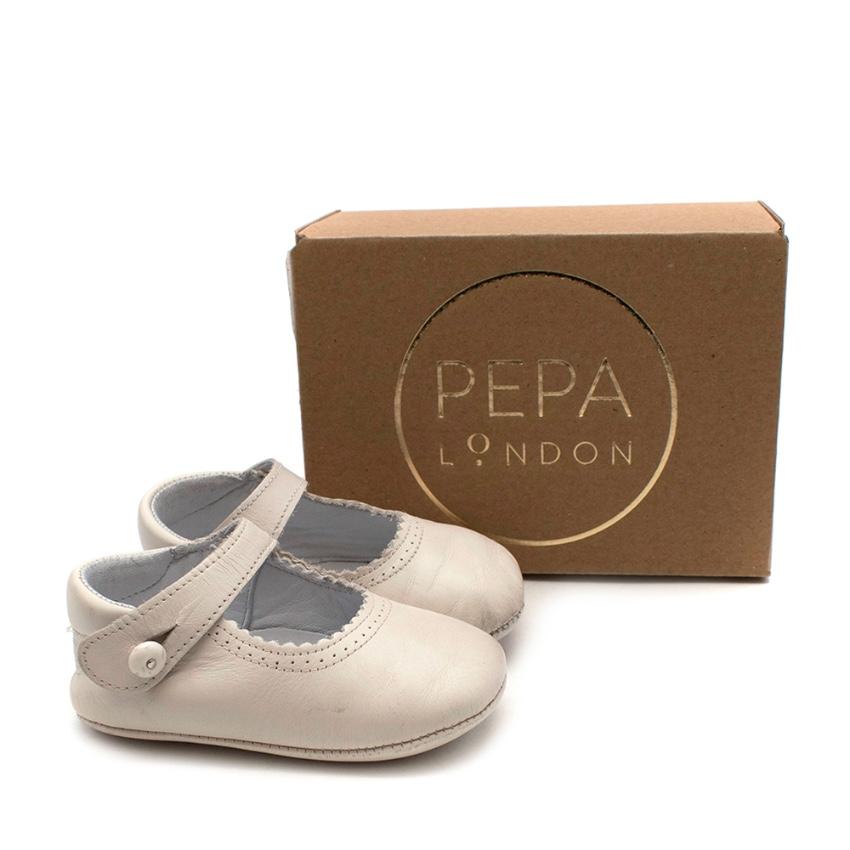 Pepa & Co Ivory Mary Jane Leather Pram Shoes