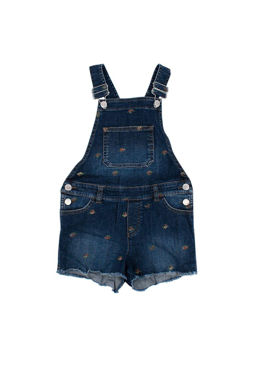 Bonpoint Denim Floral Print Overalls 8 Years