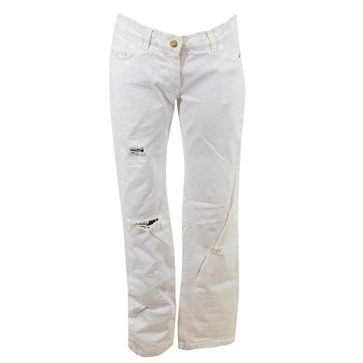 Dolce and Gabbana White Denim Destroyed Jeans
