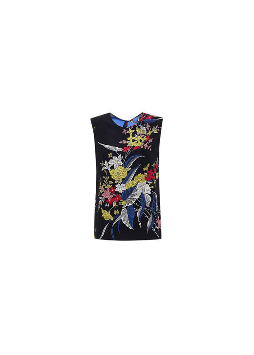 Multicolour silk sleeveless top
