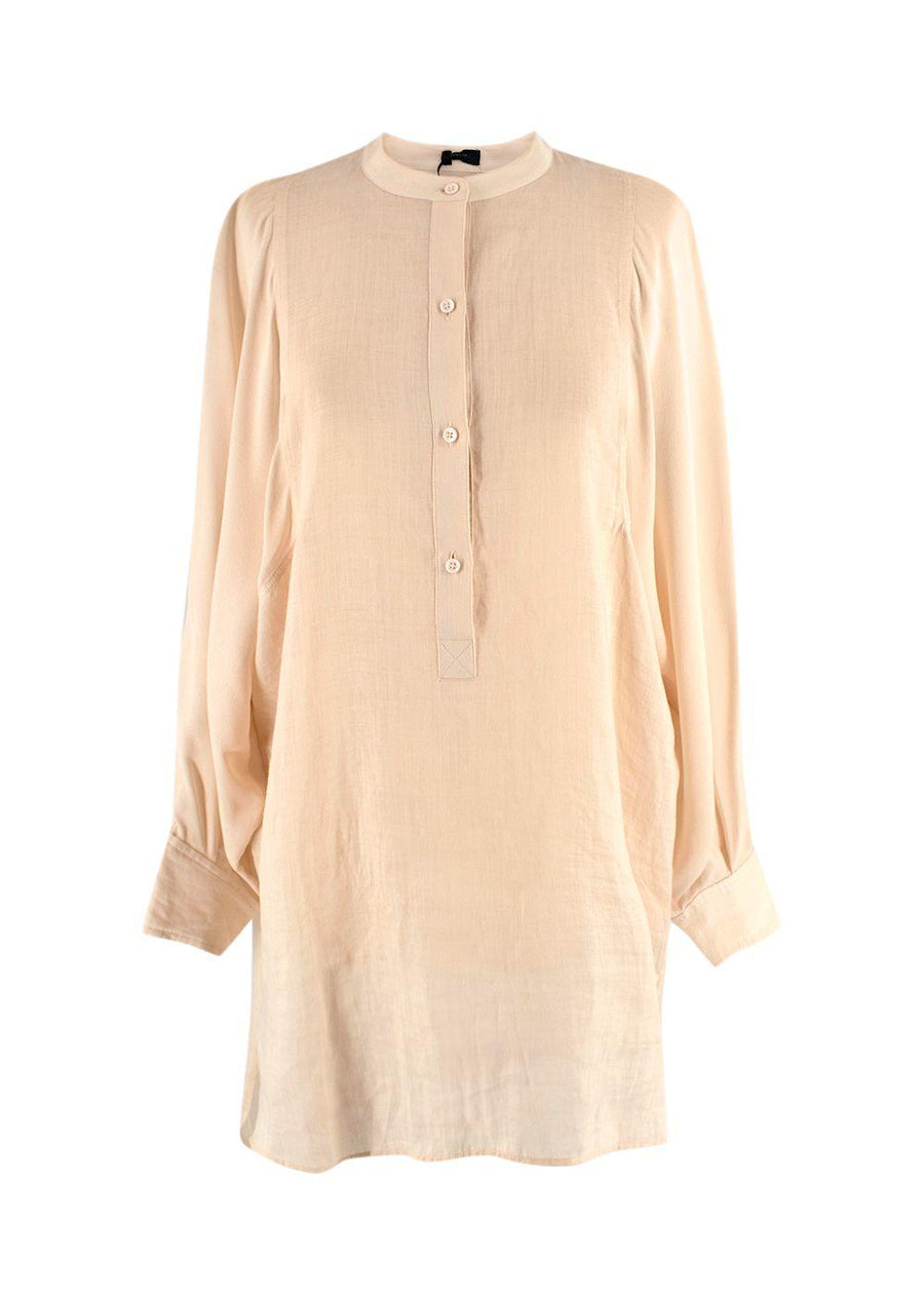 Button Up Beige Silk Blend Tunic