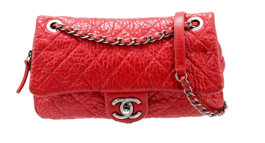 Chanel Red Aged Calfskin Single Flap Bag