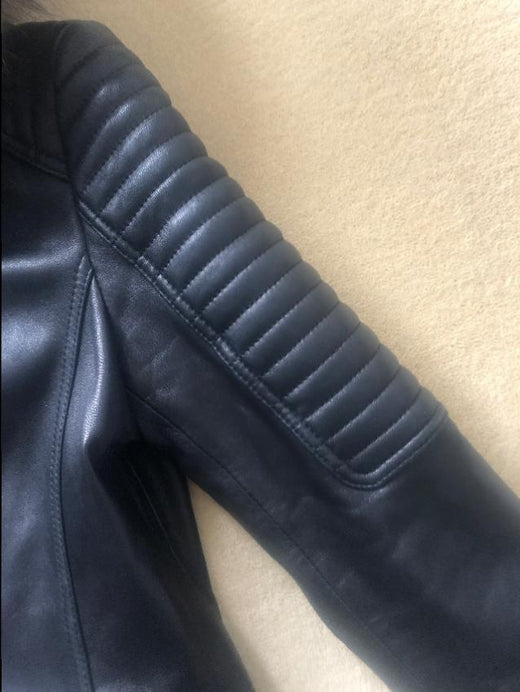 R Paris Black Quilted Biker Jacket