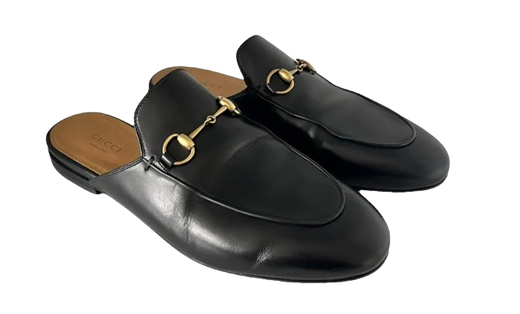 Gucci Black Leather Princetown Slippers