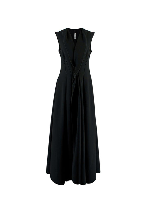 Black Flared Pleated Zip Gown