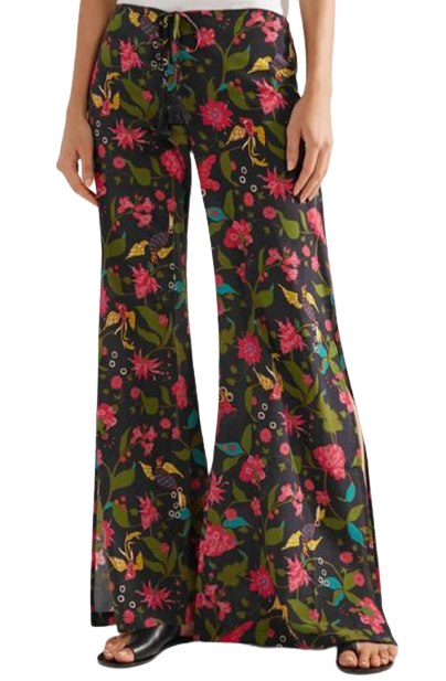 Figue Ipanema Floral-print Silk Crepe De Chine Wide-leg Pants