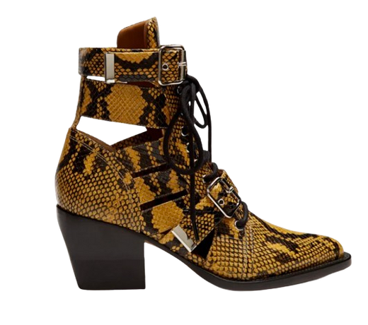 Chloe Yellow Snake Effect Rylee Ankle Boots