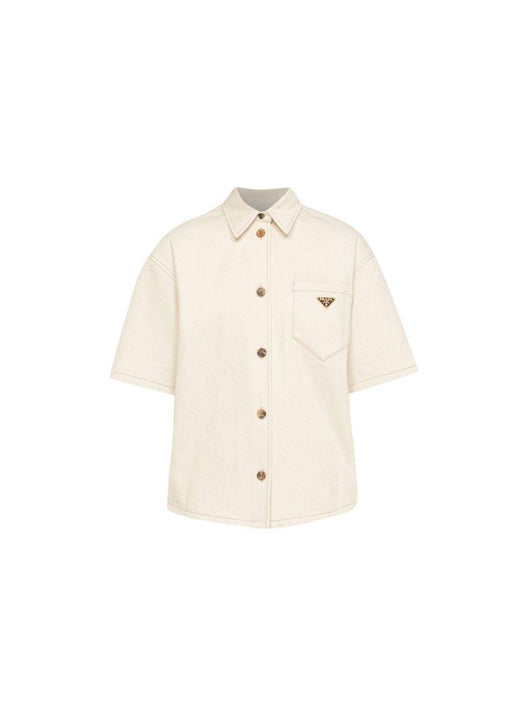 Cream Canvas Short Sleeve Shirt