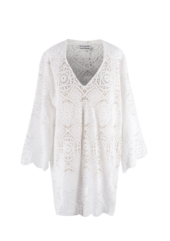 Borgo De Nor White Crochet Divona Brea Dress