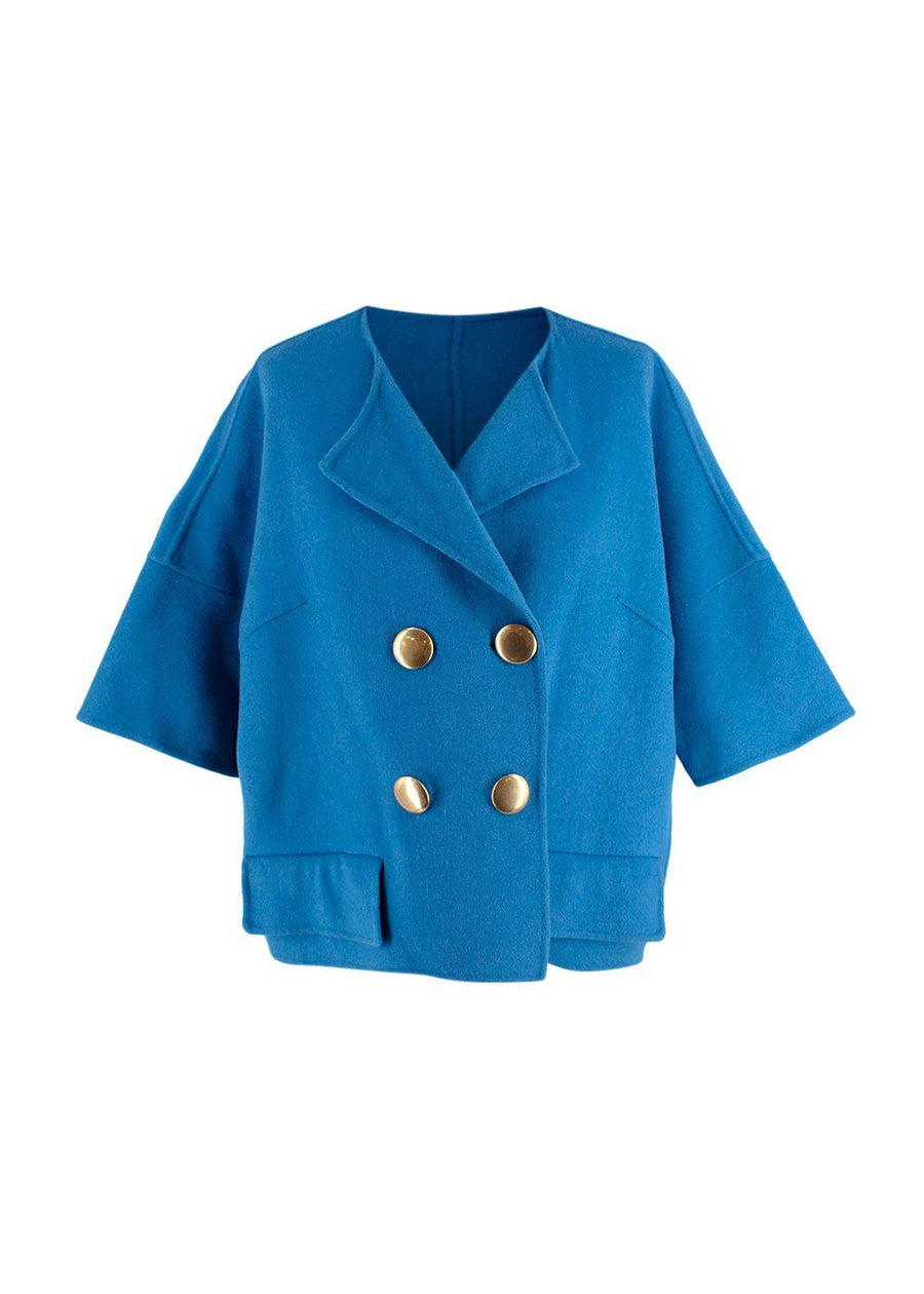 Marni Blue Short Sleeve Double Breasted Jacket with Gold Buttons
