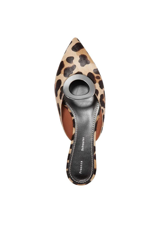 Eyelet-embellished Leopard-print Calf Hair Slippers