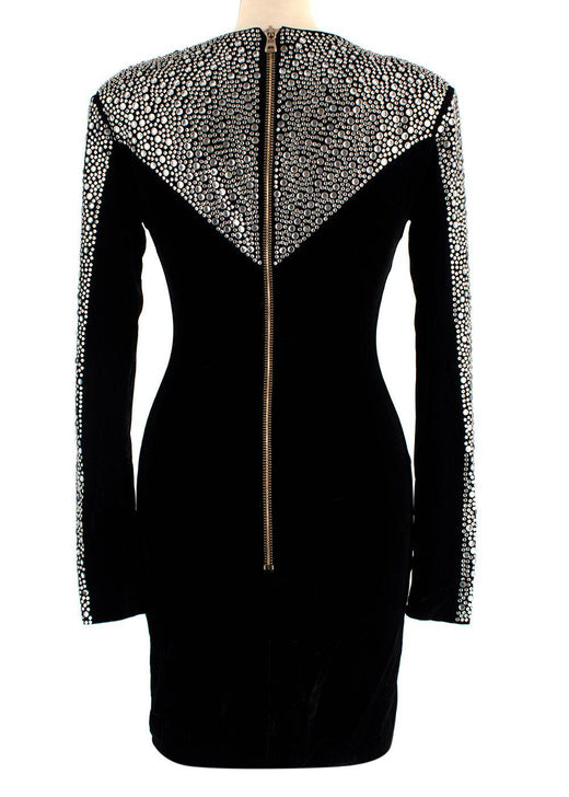 Balmain Black Velvet Embellished Dress