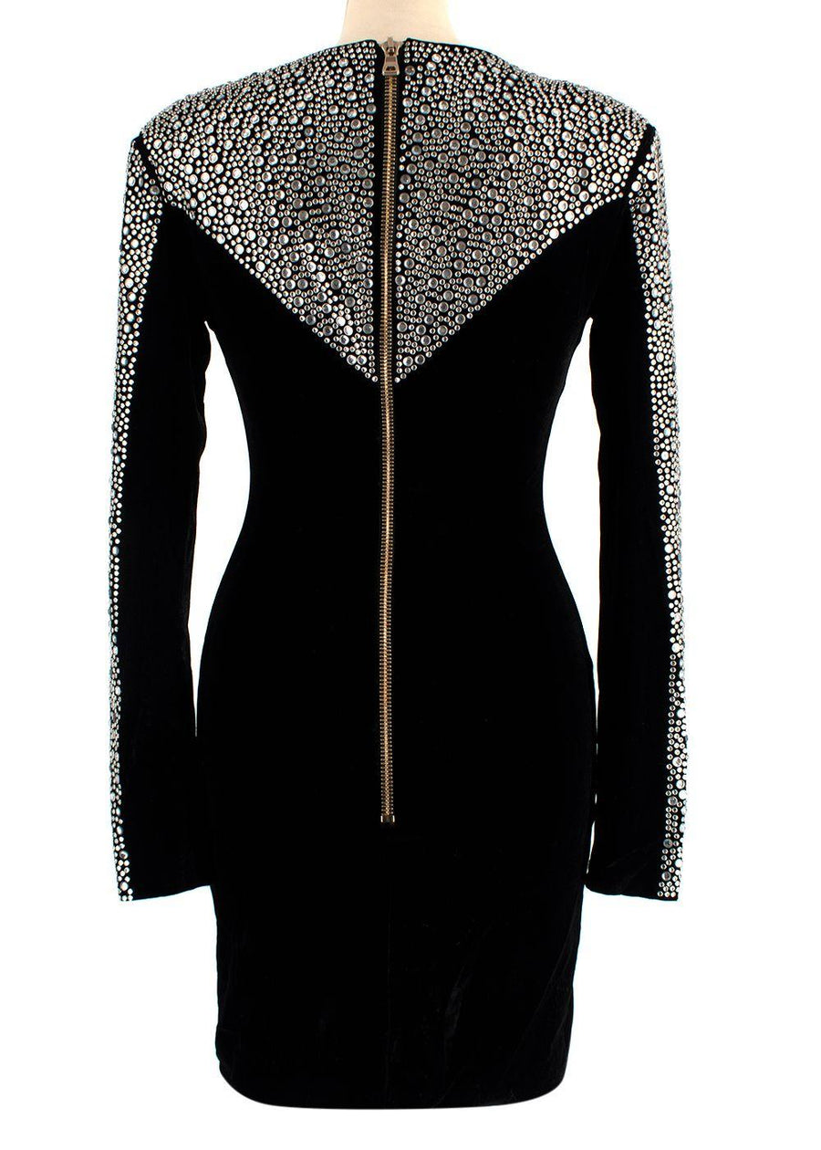 Balmain Black Velvet Embellished Dress