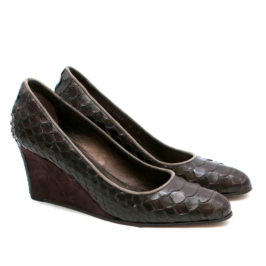 Stephane Kelian Paris Brown Snakeskin Wedges