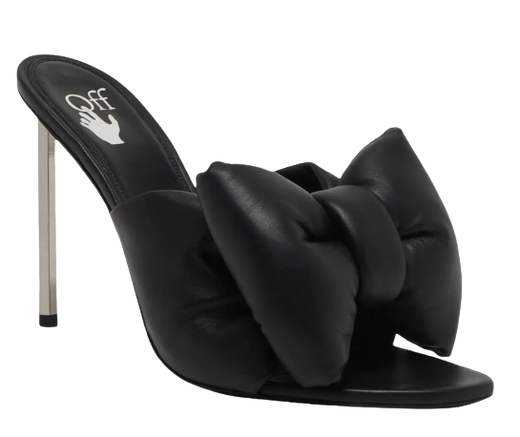 Black Leather Allen Bow Mules