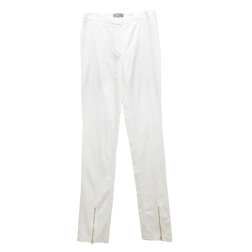 Osman Cream Skinny Trousers With Ankle Zips