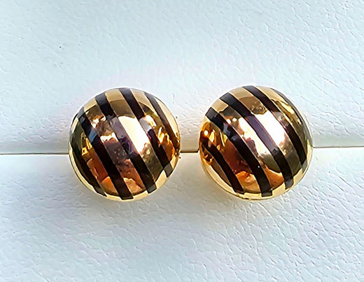 Bespoke Gold And Enamel Dome Earrings 10mm