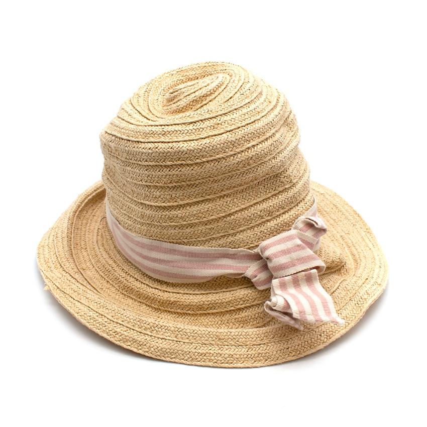 Bonpoint Paper Straw Pink Stripe Ribbon Hat