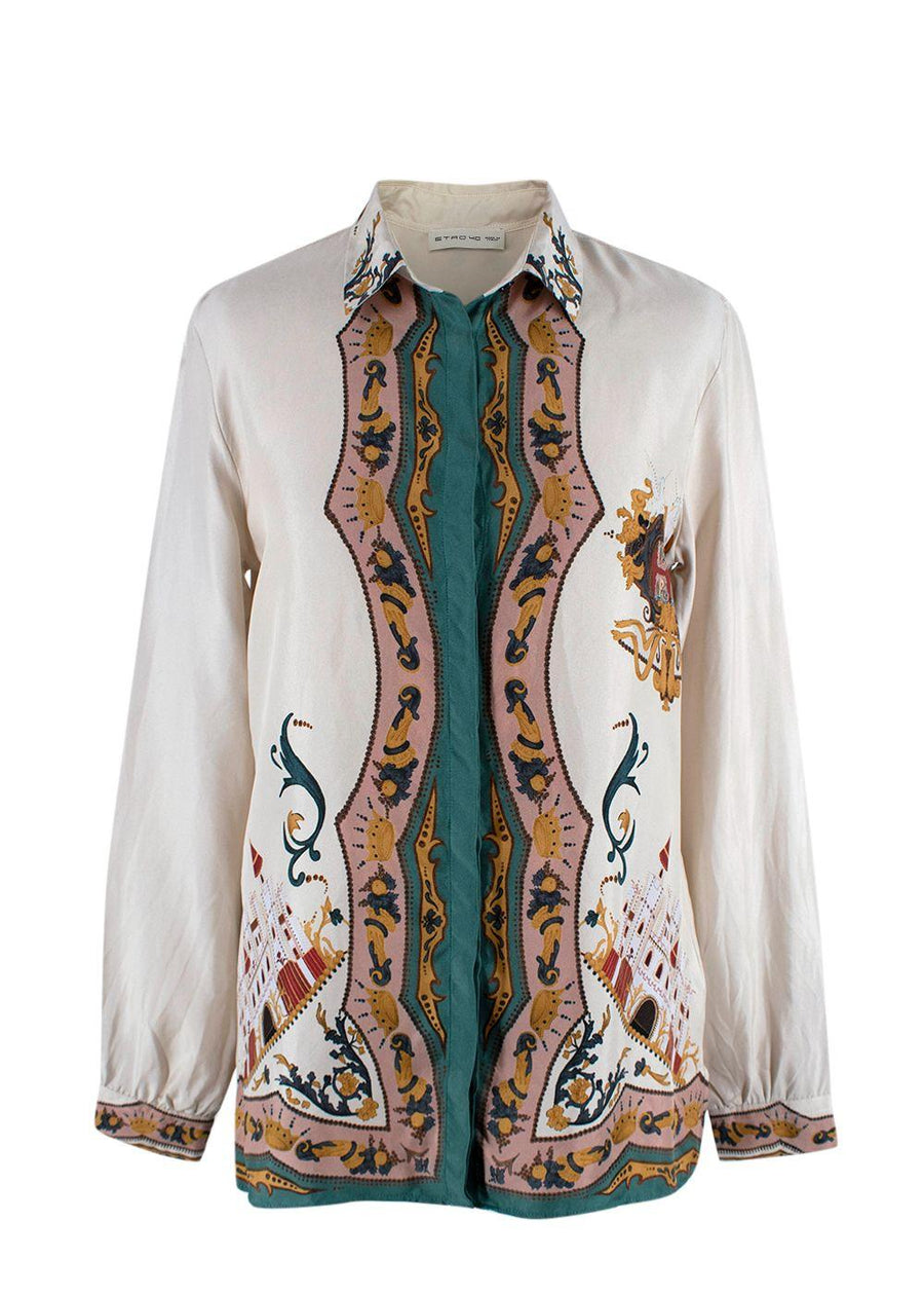 Etro Ivory Printed Silk Shirt