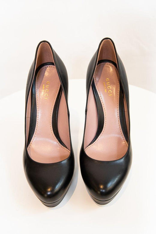 Gucci Black Leather Platform Pumps