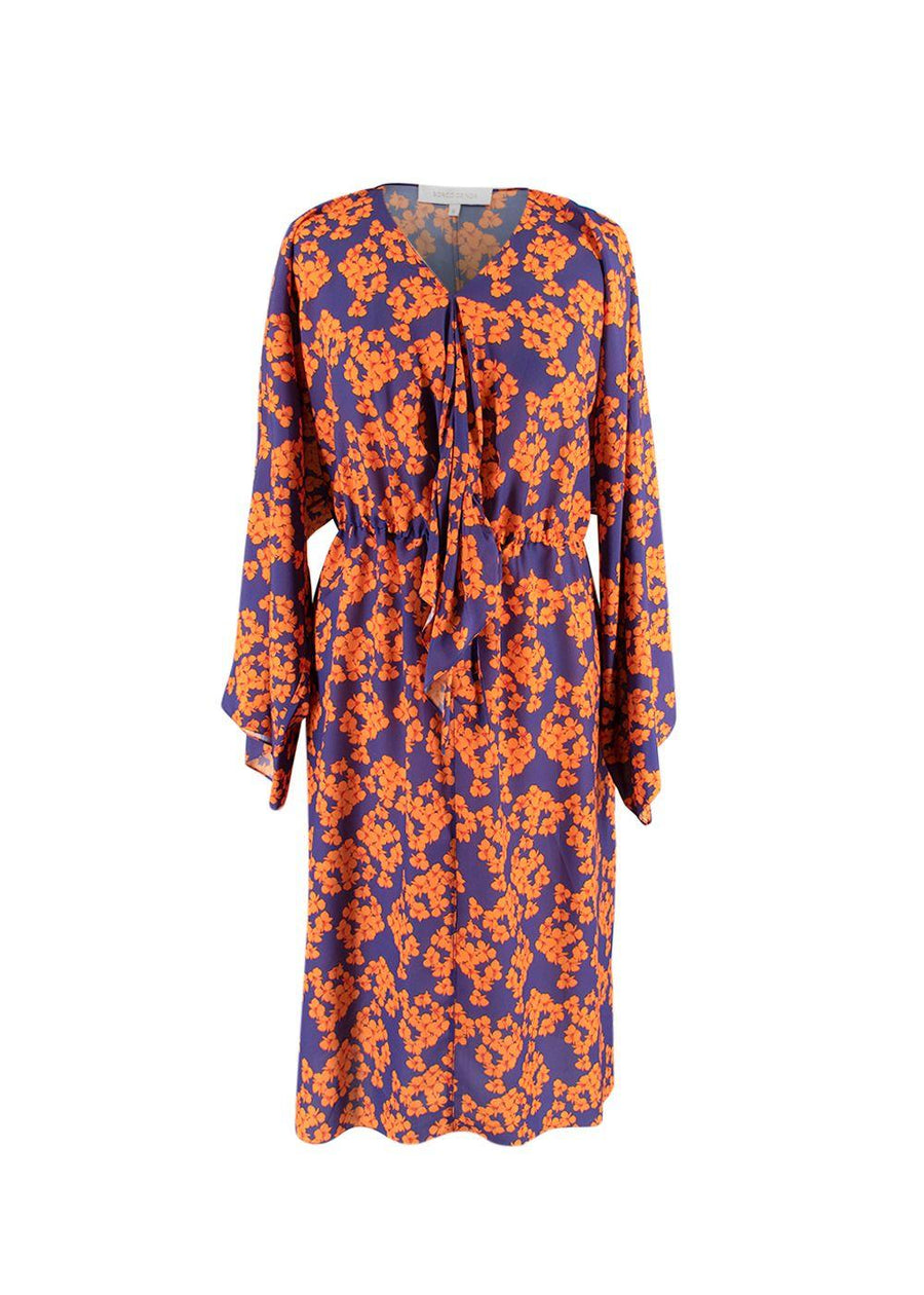 Orange and Purple Floral-print Dress