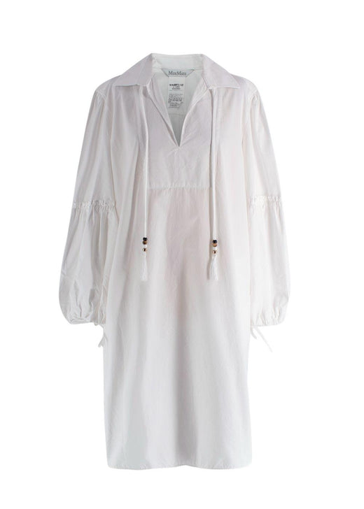 Max Mara White Fedora Balloon Sleeve Dress