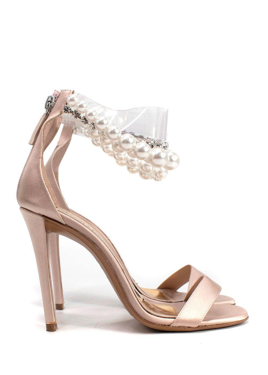 Alexandre Vauthier Coco Faux Pearl And Crystal-embellished Pvc And Suede Sandals