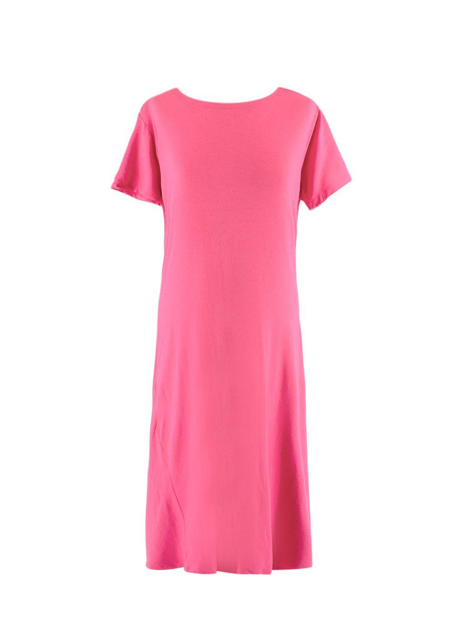 Pink Draped Back T-Shirt Midi Dress